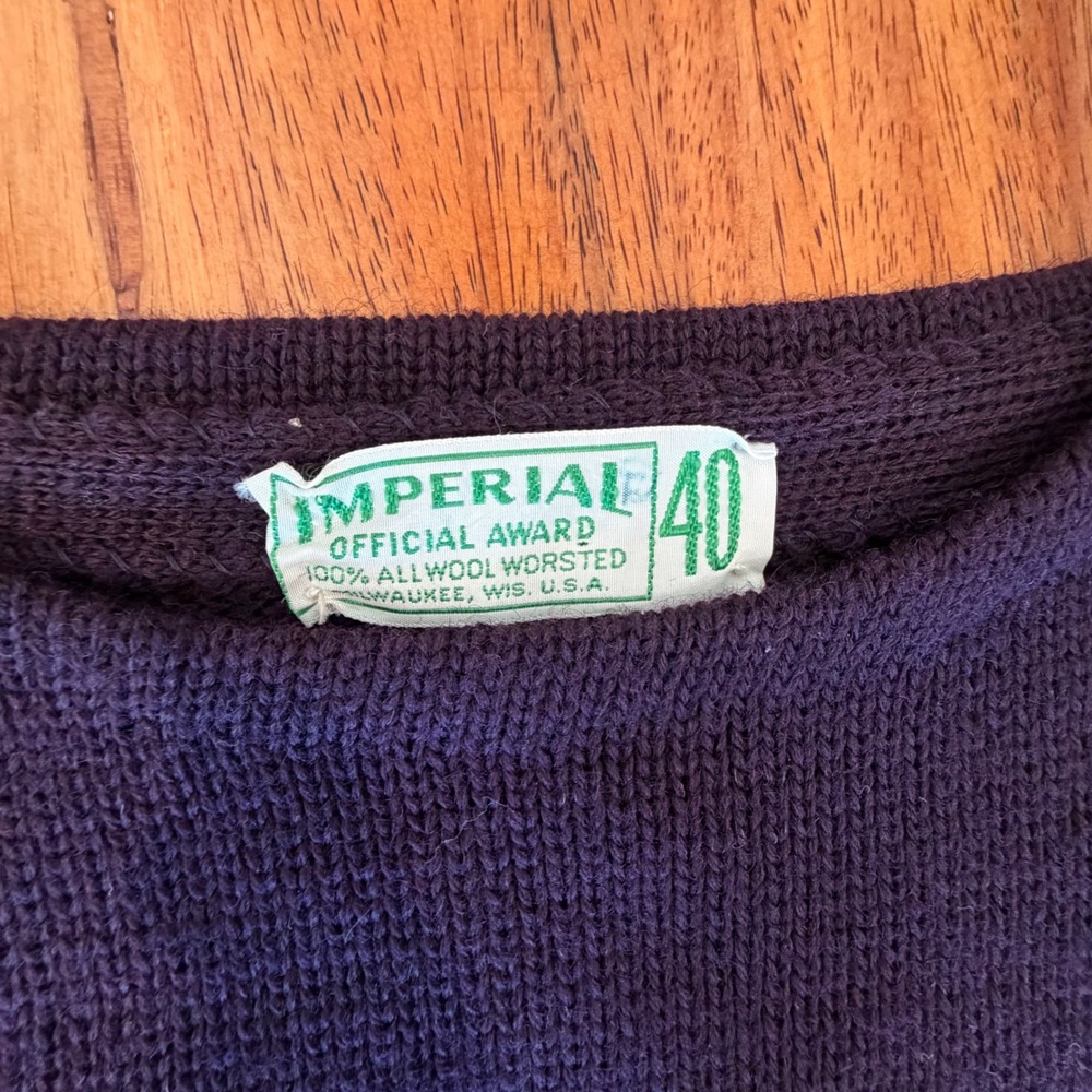 Imperial Official Award 1950s Sweater Varsity Wool VTG Lettermen Academia Sz 40 - Picture 5 of 16